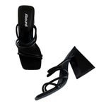 Abound  Women's Austry Tubular Strappy Block Heel Black Platform Sandals Size 5 Photo 0
