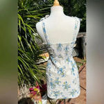 Anthropologie  $160 Blue Flower Mini Dress Blue Floral Cottagecore Boho Bohemian Photo 3