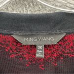 Ming Wang Long Sleeve Sweater Cardigan Collared Rhinestone Black Red Women's 3XL Photo 7