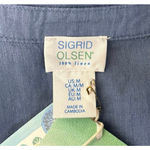 Sigrid Olsen  Shirt Womens Medium Blue‎ Linen Tunic Classic Lagenlook Minimalist Photo 5