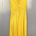Anthropologie NEW Maeve La Habana Mango Yellow Ruffle Sleeveless Midi Dress L Photo 2