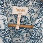 Laundry by Shelli Segal Laundry Shelli Segal‎ Womens Paisley Blouse Top Button Up Blue Blue White Small Photo 1