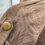 Brown Textured Top Short Sleeve Blouse Floral Swirl 3D Stretchy Corpcore Size 38 Size M Photo 5