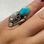 Sterling Silver Turquoise Feather Native American Style Statement Ring Size 4.5 Photo 6