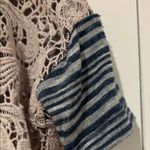 We The Free Free People  Blue Striped Tee with‎ cream Lace XS Photo 3