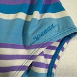 Speedo Vintage  1 Piece Swimsuit Striped Purple Blue White Size 6 Photo 5