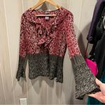 Laura Scott Cute crinkle ruffle bell sleeve ultimate Y2K button front blouse maximalist Photo 7