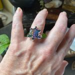 Turtle Dichroic Glass Sterling Silver Ring Jewelry Size 8 Blue Photo 4