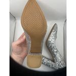 Crown Ivy Size 9 Silver Glitter Pump Heel Glam Sparkle Disco Party Pointed Toe Photo 9