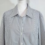 Style & Co . White and Black Stripe Button Down Blouse Size 16 Striped Blouse Photo 2