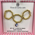 NWT ⚜️🧿⚜️ House of Harlow 1960 set of 3 Stretch Rings Gold Photo 0