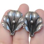 Sterling Silver Antique Artisan  Screw Back Orchid Flower Bold Statement Earrings Photo 1