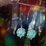Handmade Smiling Moon Turquoise & Silver Earrings Photo 1
