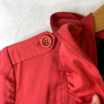 Elle Ruffled Neckline Red Trench Coat Jacket Red Chic Size Small Photo 3