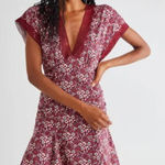 Free People Dress floral lace v neck mini womens Red (medium) sweet talker cute Photo 0