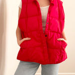 Lands' End  Vibrant Red Quilted Vest Photo 0
