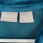 Chico's Zynergy by  side snap velour teal size 0 4/5 hooded zip up casual workout Photo 4