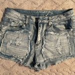 Women’s Denim Shorts Boho Aztec Patch Designs Blue Size M Photo 0