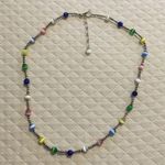 Sterling Silver VTG  Multicolor Cats Eye Station Beaded Choker Necklace Extension Photo 8