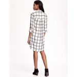 Old Navy Sz L Plaid White Black Shirt Midi Dress for Women V Neck Stretch Pocket Photo 7