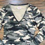 True Religion • Camouflage V-Neck Bodycon dress green camo mini knit long sleeve Photo 4