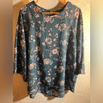 PaperMoon  Floral Teal and Pink Blouse Photo 5