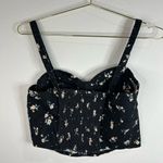 No Boundaries  Floral Bustier Crop Top Black Yellow Ditsy Print Size Large Photo 4