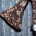 Lascana Ladies Brown Cheetah Print Blouse Top Size S 3/4 Bell Sleeves Animal Pri Photo 6