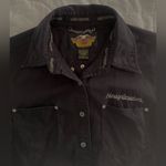 Harley Davidson Vest Black Denim Women's Embroidered Biker Size S Vtg EUC Photo 6