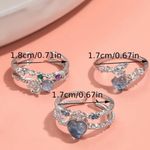 3 Pcs Adjustable Boho Open Heart & Moonlight Cubic zirconia Punk Rings, Photo 5