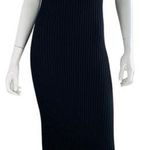 Nicholas Black Midi Halter Ribbed Bodycon Dress with Slit Photo 0