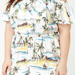 Forever 21  Plus Size Beach Motif Romper White Summer Print Off the Shoulder 3X Photo 0