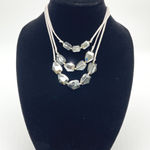 Massini Grey Skies Necklace Adjustable Length Faceted Bead 3 Strand Statement Photo 0