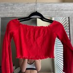 Amazon Red Long Sleeve Crop Top Photo 3