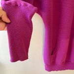 Athleta  Sz S Purple Sweatshirt Mini Dress Hoodie V Neck Stretch Kangaroo Pocket Photo 4