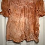Anthropologie By the River Size Small Orange Peach High Neck Smocked Fall Blouse Photo 4