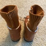 Woman short Knit Sock boots casual women's flat Boots Short Plush‎ Brown Size 5 Orange Photo 5