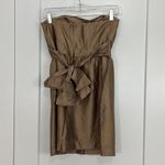 Twelfth Street by Cynthia Vincent Size 4 Gold Silk Strapless Dress with Bow Photo 6