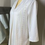 White Fitted Blouse with unique pointelle eyelet design Photo 5