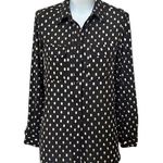 Who What Wear  Women's Black/Gold Polka Dot Button Down Blouse Size M Photo 2