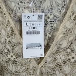 ZARA Women’s Lace V-Neck Sheer Top Floral Pullover Long Sleeves Cream L NWT Photo 3