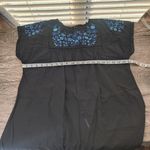 AQUA  Black‎ Blue Embroidery Eyelet Floral Short Sleeve Mini Dress size L Photo 2