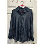 Banana Republic Factory 100% Lyocell Chambray Button Up Shirt Ruffle Hem Small Photo 6