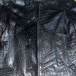 J Brand Croc Embossed Lamb Leather Moto Jacket Black Small Photo 5