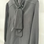 Toccin Black Now Tie Neck Zip Back Long Sleeve Modest Women 0 Dress Dark Peasant Photo 8