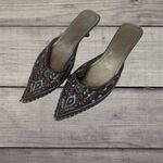 Qupid Brown Shoes Low Heel Beaded Embroidered Womens 7 Slip on Photo 6