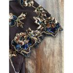 Scala  Women's Black Floral 100% Silk Beaded Blouse Top Size Large Photo 3