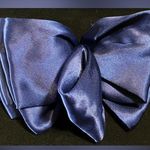 Vintage 90s Navy Blue SATIN EFFECT Big Hair Bow Barrette Clip Oversized Photo 1