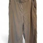 Pure jill Tan Linen Blend Wide Leg Capri Pants Medium Brown Photo 0