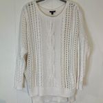 EXPRESS White Open Weave Drop Shoulder Sweater S Photo 0